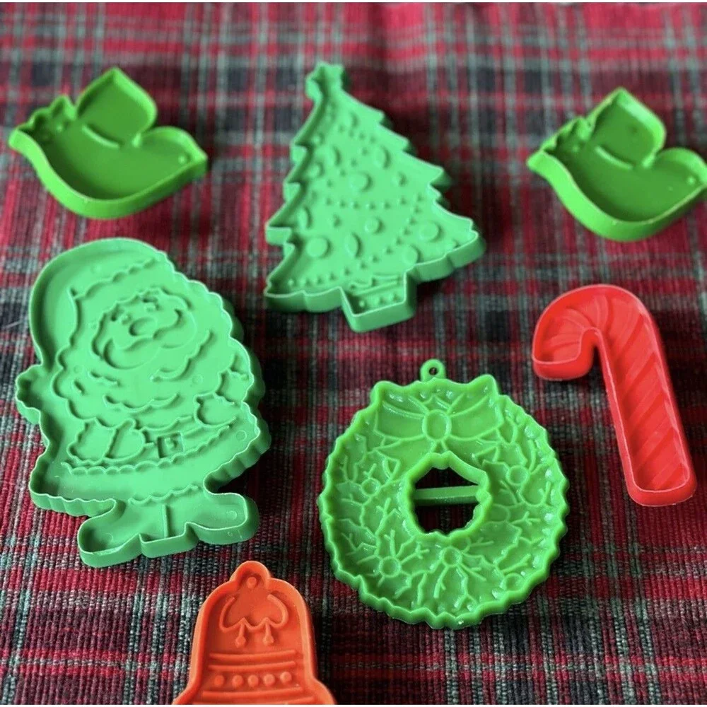Vintage 1980s Hallmark Cards Christmas Cookie Cutters Set of 7 Santa Dove